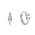 Square CZ Earrings 925 Sterling Silver Geometric Baguette Cubic Zirconia Simple Huggies for Women Wholesale Fine Jewelry