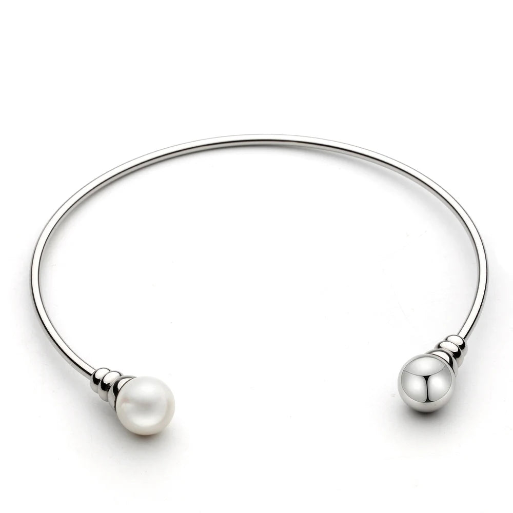 OEM Stainless Steel Necklace for Women Trendy Gold Plated Pearl Bead Choker with Heart Pattern Contracted Jewelry Collier