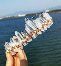 2026 Online Shop Handmade Pearl Beads Natural Transparent Crystal Crown Princess Hair Band