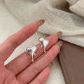 Unique Design 925 Sterling Silver Geometric Big Heart Shape Stud Earrings for Women Gifts Jewelry