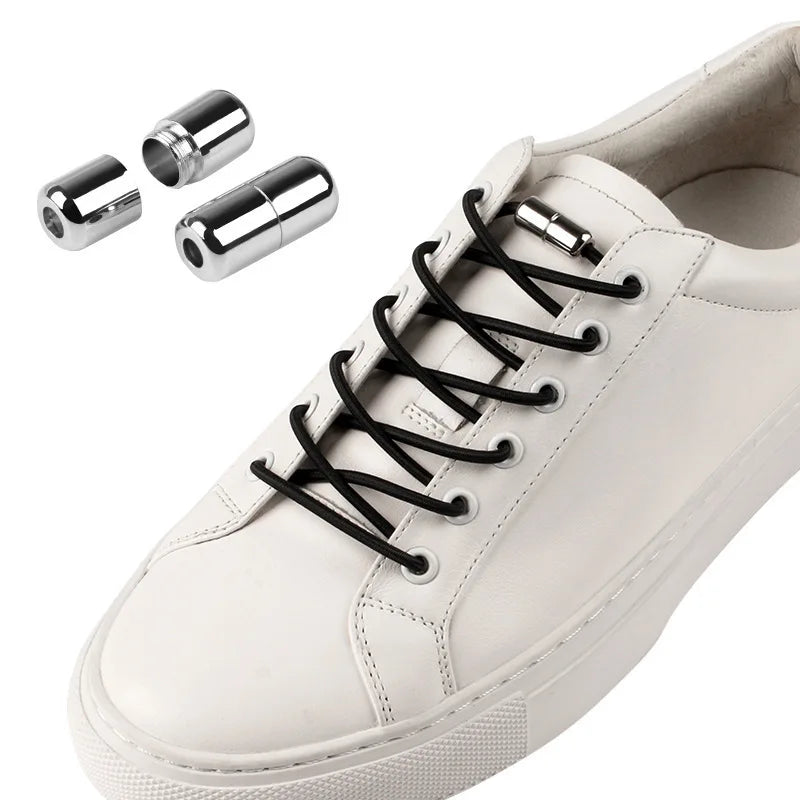 2.5mm No Tie Shoelaces for Kids With Metal Capsule Lock Elastic Laces for Sneaker Sport Shoes 100cm Accept Custom Length