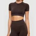 Made in China Low MOQ Custom Logo Short Sleeve Crop Top Seamless Women Workout Gym T-Shirts Wear