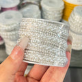 3mm Pearl Trim Rhinestone Applique Ribbon Roll Self Adhesive Pearl Strip for Dress Belt Decoration Clothing Accessories