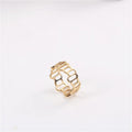 High End 18K PVD  Hollowout Geometric Stainless Steel Rings for Women New Gold Jewelry