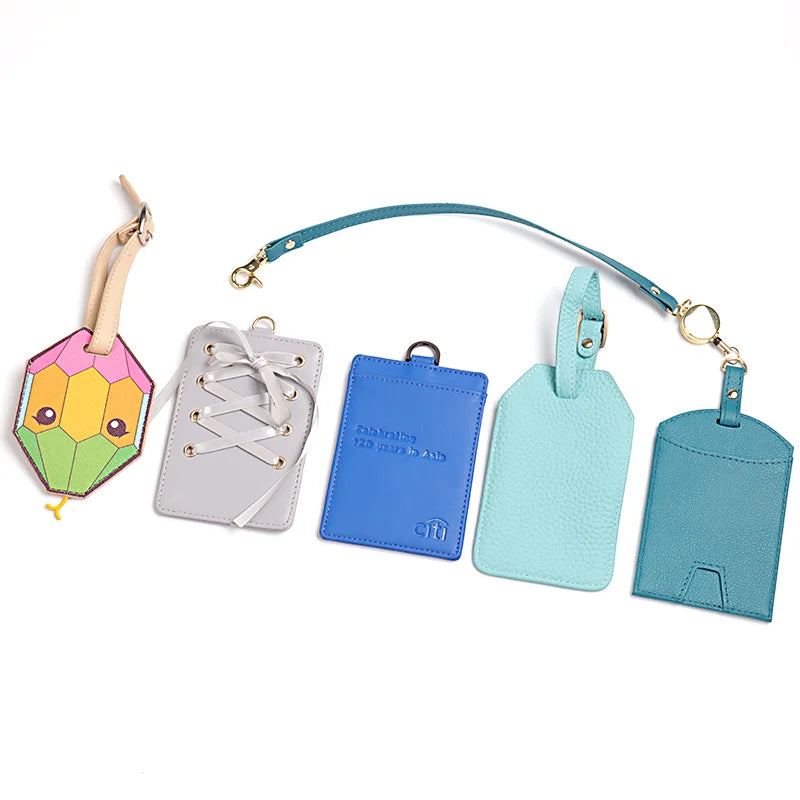Holywish PU Leather Sublimation Card Holder Pink Blue Grey Card Holder for Lanyard
