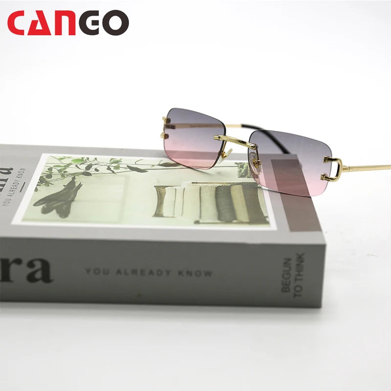 2023 Uv400 Personalized Square Sun Glasses Retro Casual Mens Women Rimless Uv Protection Sunglasses
