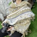 100% Recycled Cotton Custom Gobelin Knitted Woven Jacquard Thread Throw Tapestry Blanket Travel Blanket