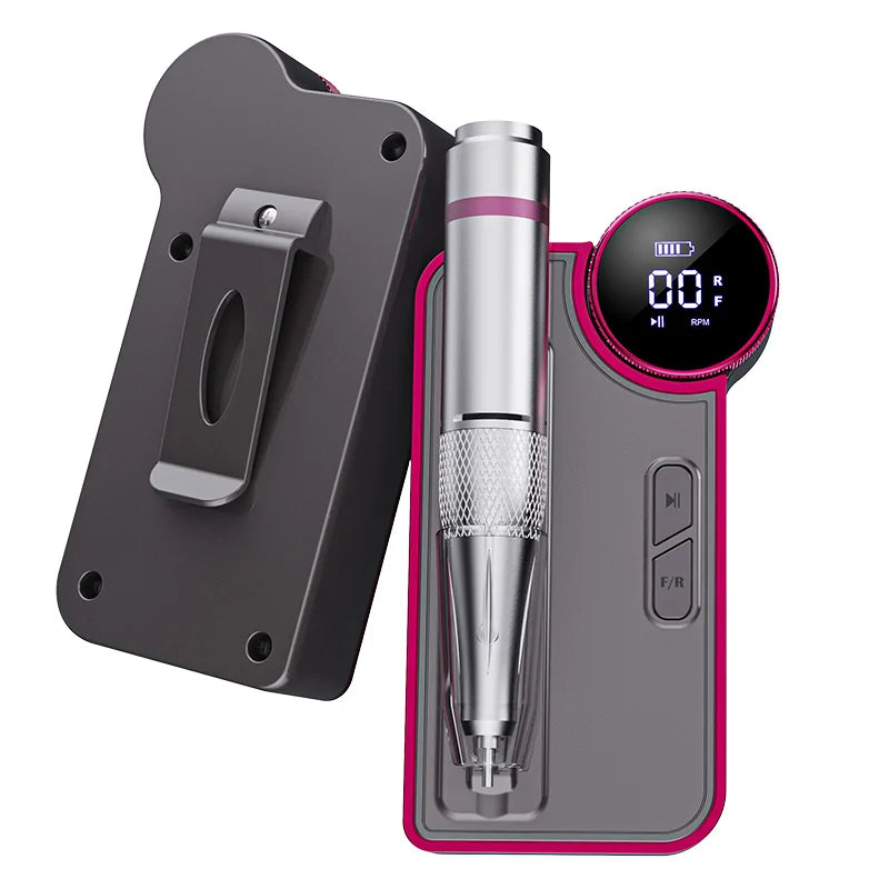 Silver Nail Drill Electric Nail Files Portable Rechargeable E File Kit 35000RPM Professional Electric Manicure for Home Salon