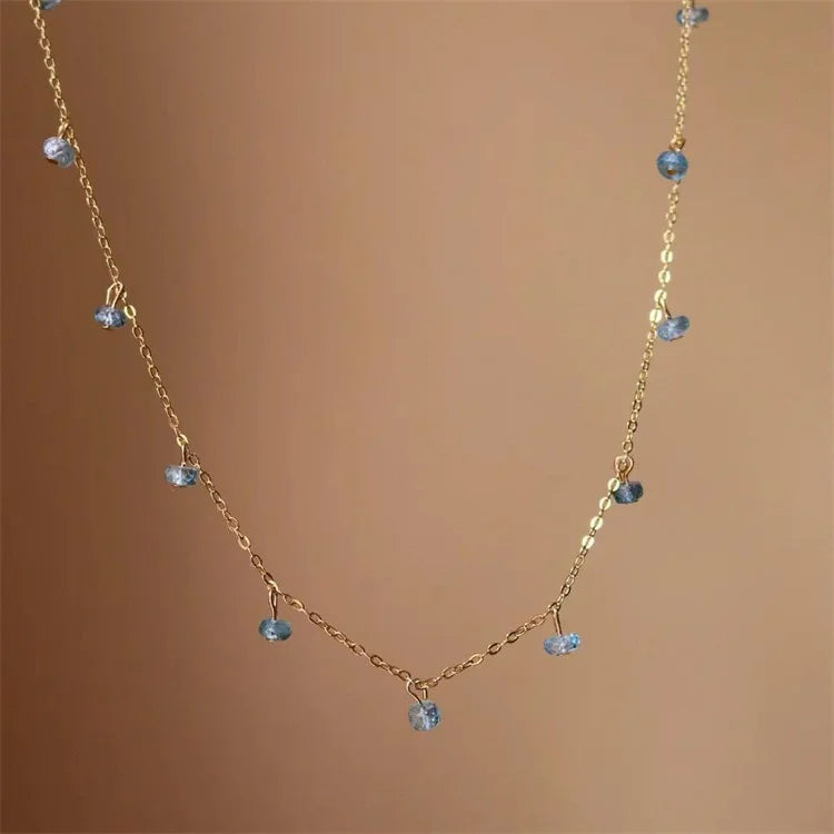 Simple Fashion Stainless Steel Choker Necklace Zircon Charm Pendant Necklace