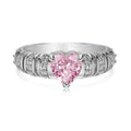Dylam Light Luxury S925 Silver Crushed Ice Out Ring Band Daily Sweet Beauty Pink Cubic Zirconia Love Heart  Rings Jewelry Women