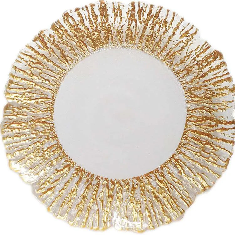 Wholesale Modern Luxury Durable Eco-Friendly Clear Glass Oval Wedding Rose Gold Charger Plate MegaBDM