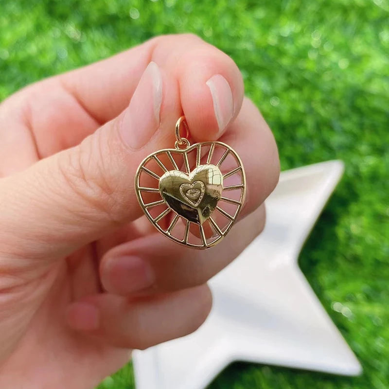 Fashion CZ Brass Gold Plated Shiny Zircon Heart Necklace Cubic Zirconia Gold Plated Heart Pendant Necklace
