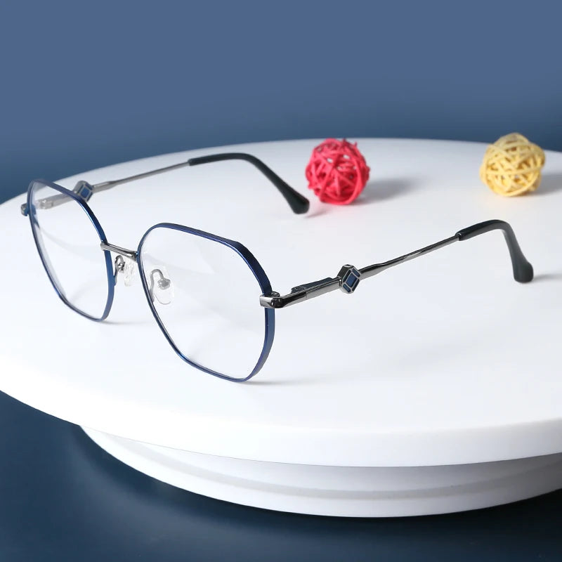 High End Hexagon Metal Optical Frames Full Frame Prescription Glasses Myopia Hyperopia Big Frame Oversized Spectacles Eyewear