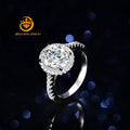Hot Sale Classic Style Claw Prongs Setting Pigeon Egg Shape 2ct Moissanite 925  Silver Ring for Women Engagement