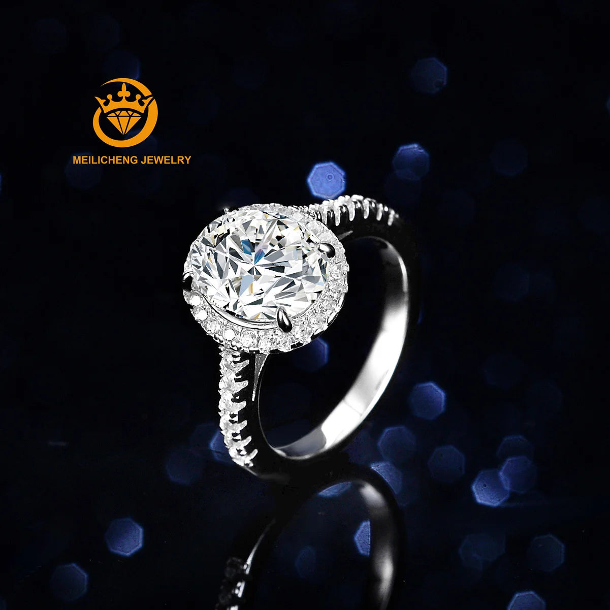 Hot Sale Classic Style Claw Prongs Setting Pigeon Egg Shape 2ct Moissanite 925  Silver Ring for Women Engagement
