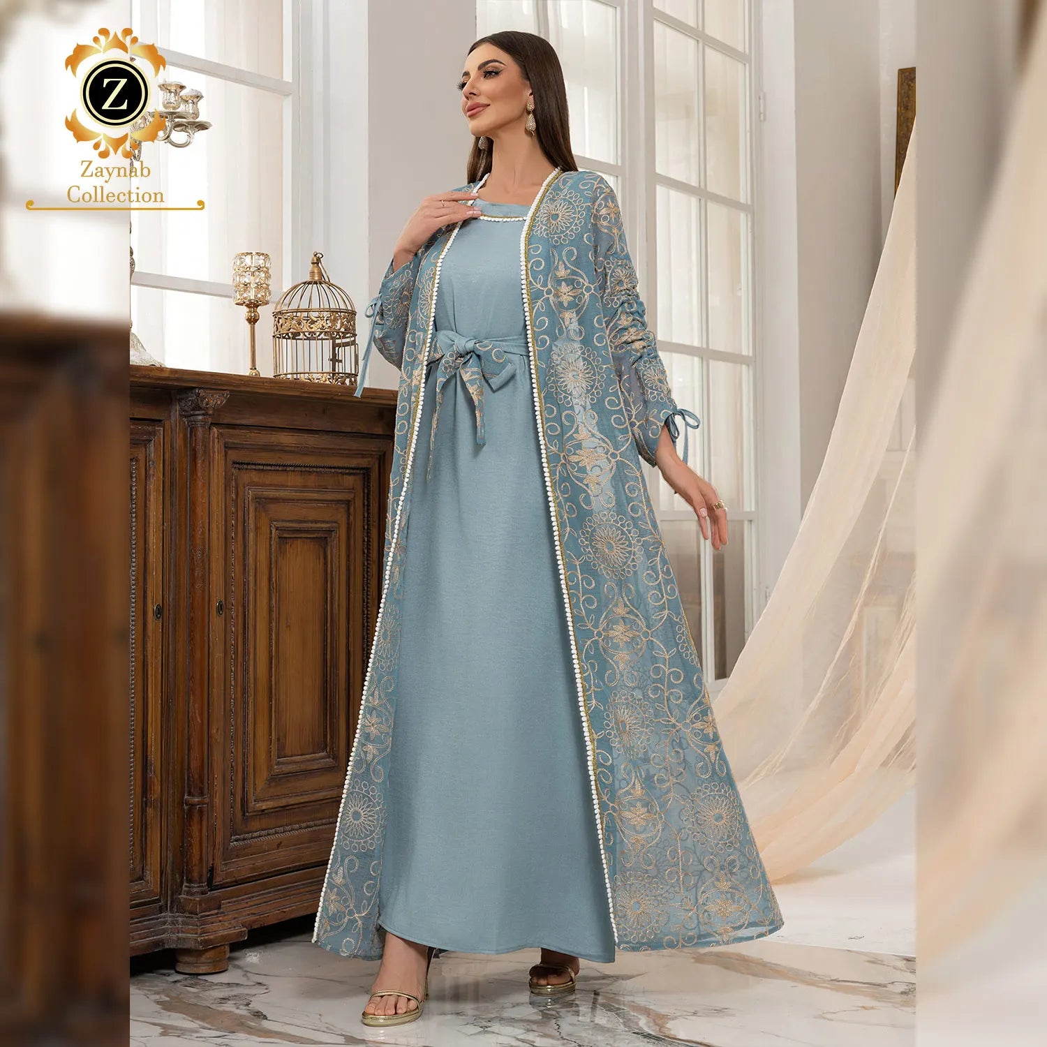 Zaynab Women Muslim Dress Wholesale Korean Nida Embroidered Sleeve Abaya Somali Dubai Muslim Jalabiya Ramadan Abaya