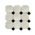 Carrara White Marble Mosaic Honed Finish Modern Octagon Pattern Mixed with Black Dots Interior Wall Floor Accents Tiles