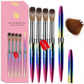 Size 4 Blue Nail Art Sturdy Metal Handle Oval Shaped Nylon Bristles Powder Design Tools Professional Manicure DIY Home Salon