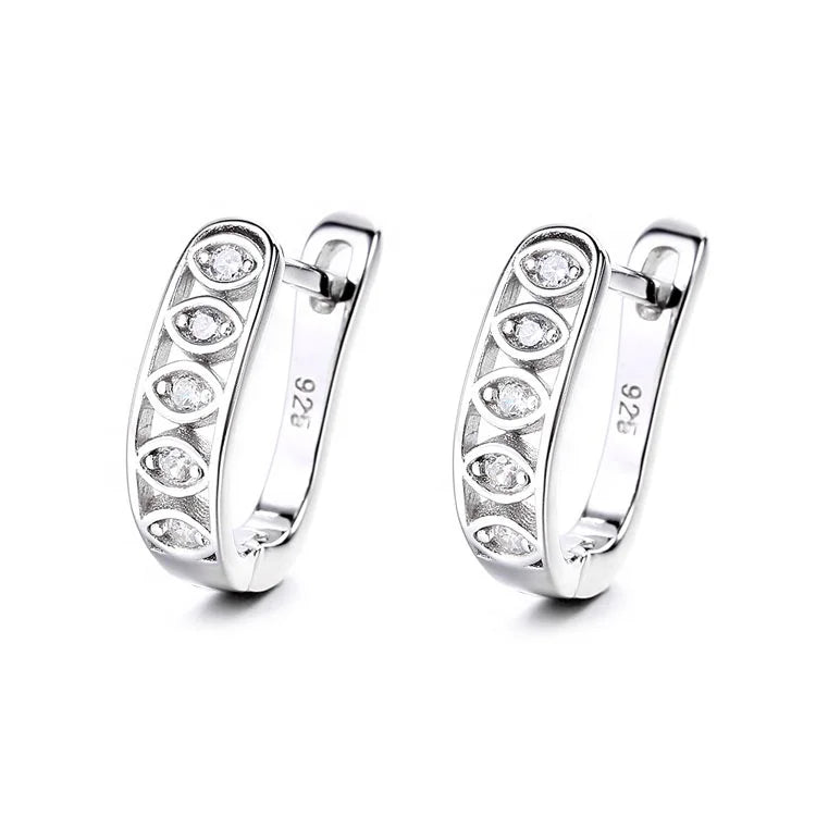 Yaeno Pure Silver 925 Eyes Design Huggie Hinged Earrings for Women Daily Jewelry