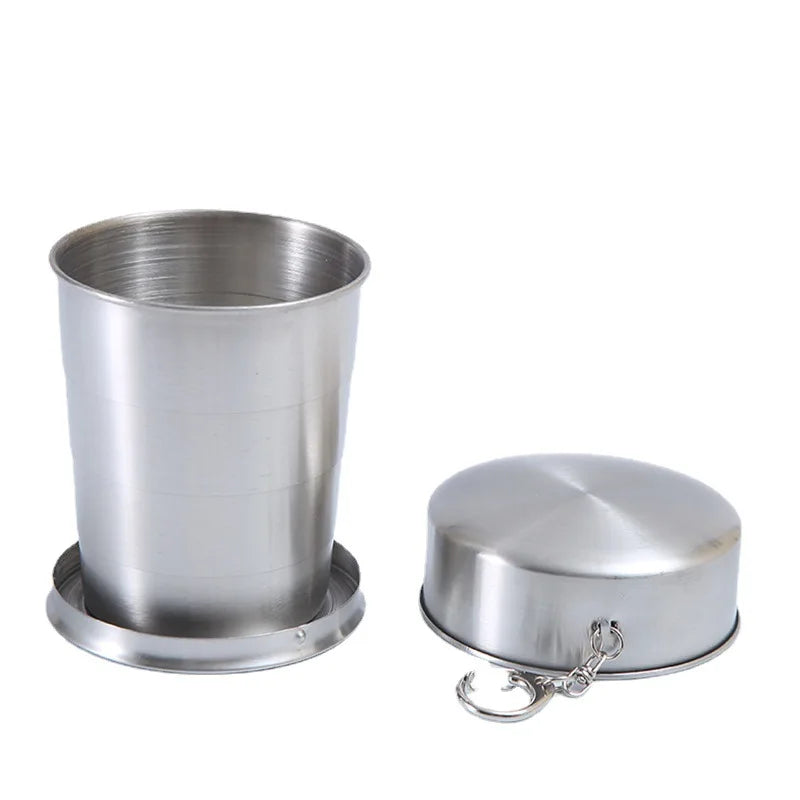 75ML 150ML 250ML Stainless Steel Folding Cup Retractable Cup Collapsible Blackjack Cup Teacups Teaware Folding Glass