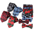 Men's Red Floral Bowtie Handkerchief Suits Cheap Custom Groom Wedding Necktie Wholesale Polyester Cravat for Party Banquets