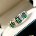 Aimgal Fine Jewelry S925 Silver 8A High Carbon Diamond Emerald square 0.5ct Full Circle Diamond Ring