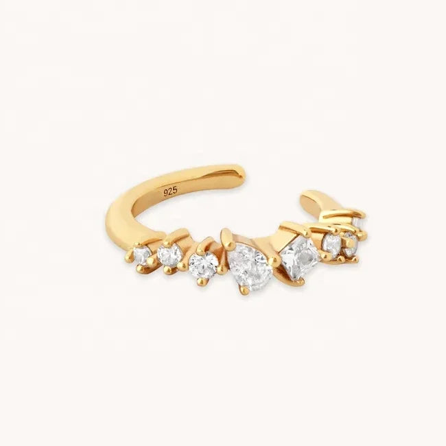 LOZRUNVE Original Hot Dainty Prong Setting Cubic Zircon Ear Cuff No Pierced Earring Set 18k Gold
