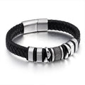 Wholesale Titanium Steel Men's Fashion Charm Bracelets Stainless Steel Leather Braided Bracelet