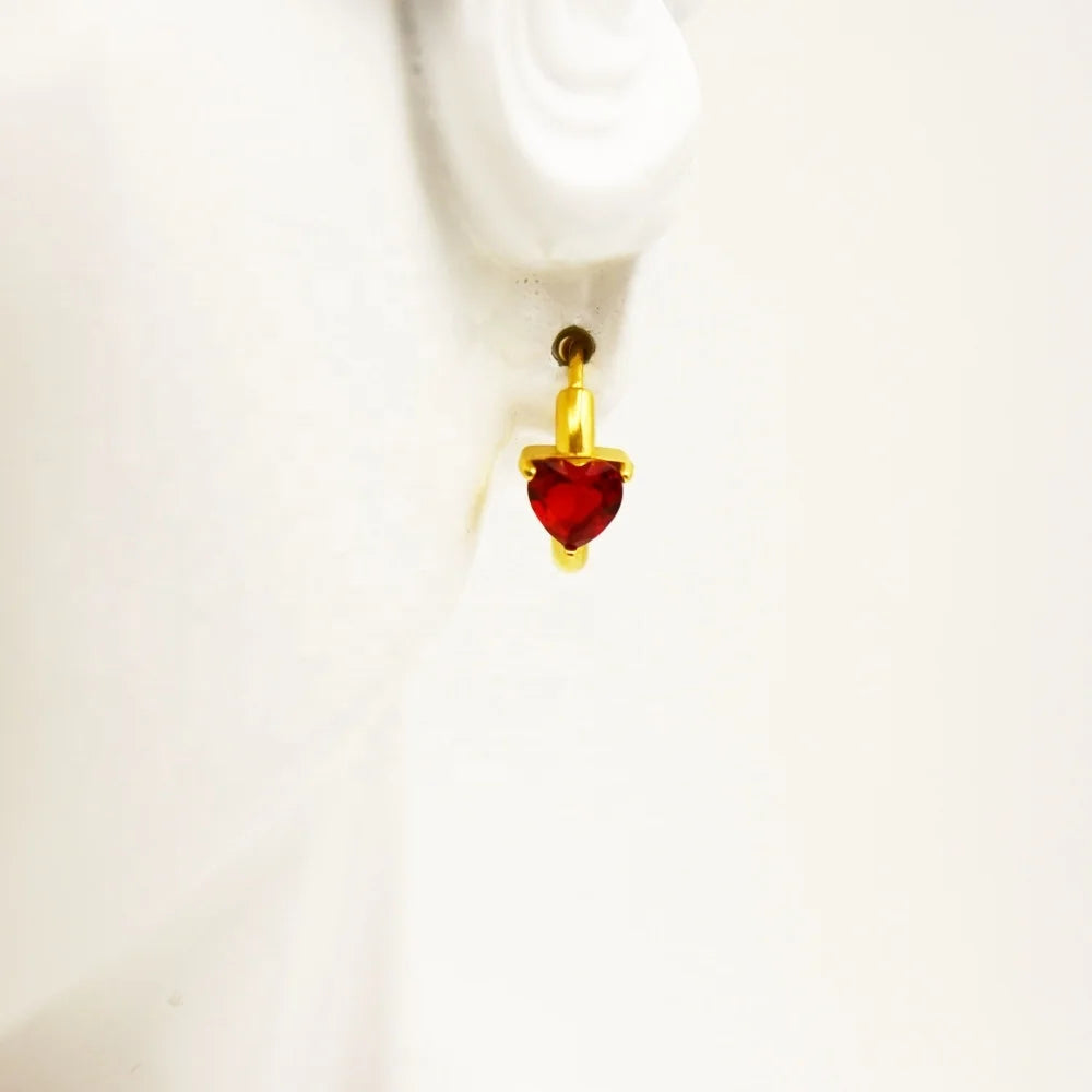 Fashion Geometric Heart CZ Circle Hoop Gold Stainless Steel Earrings Set Fashion Jewelry Earrings for Women