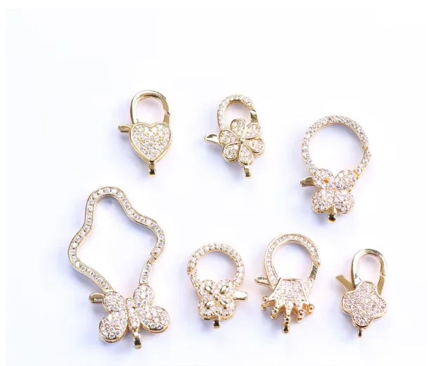 Diamond CZ Micro Pave Clasp for Bracelet Necklace Accessories Brass Clasp Jewelry Making Buckle Lobster Clasps
