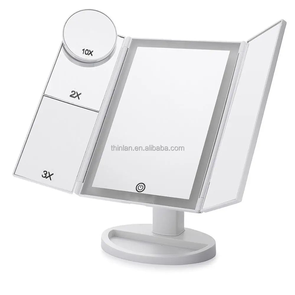 Desktop Travel Vanity Makeup Mirror Lighted LED Mirror Foldable Makeup Mirror with LED Lights