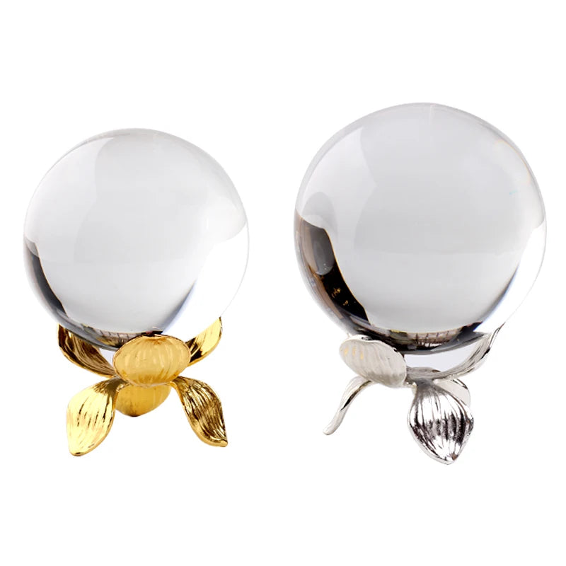 New Luxury Modern Silver/Gold Metal Crystal Sphere Holder with Agate Mineral Stylish Display Rack 5.5*5.5cm