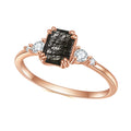 OL1023 Abiding Jewelry Main Stone Emerald Cut Black Rutilated Quartz Women Gold Plated 925 Sterling Silver Colorful Ring