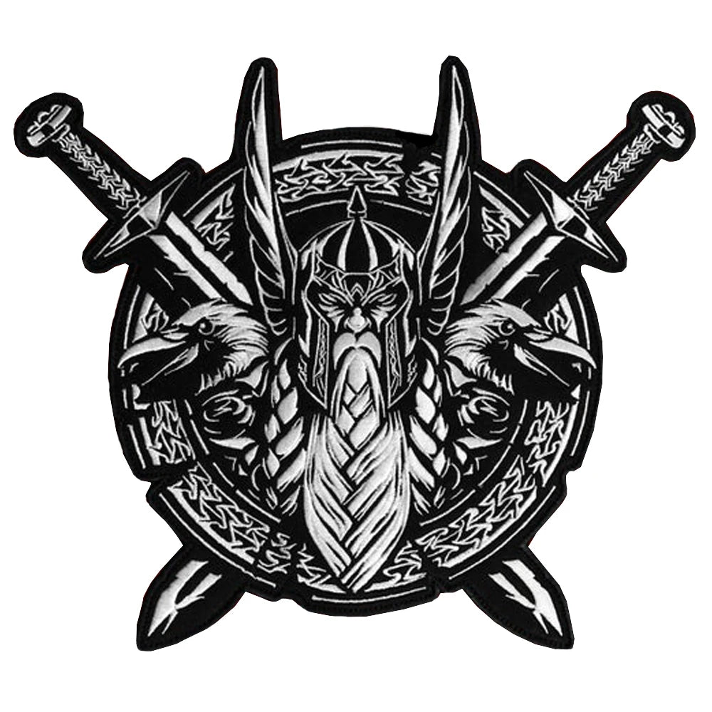 Hot Sale Viking Odin's Shield Big Large Size Embroidered Iron on Patches