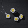 LustertGEM Jewelry Sets 925 Silver 3ct Yellow Moissnaite Flower Necklace Earrings Rings Jewelry Set Women's Accessories