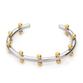 Minimalist 18K Gold Plated Brass Ball Cuff Bangle Two Tone High Polish Copper Open Bracelet For Women Fashion Jewelry
