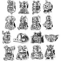Real 925 Sterling Silver Pendant Gothic Beads Enamel Charm Fit Original Women Bracelet Fashion Beads Jewelry  Making Wholesale