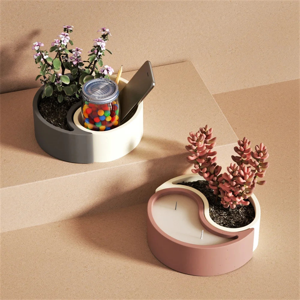 Nicole Handmade Custom Yin Yang Design Food Grade Silicone Molds for Concrete Planter Home Decoration