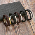 Fashion Minimalist Leather Bracelet Wristband Bangle for Men Minimalist Multi Layer Leather Stacking Hand Rope Bracelets