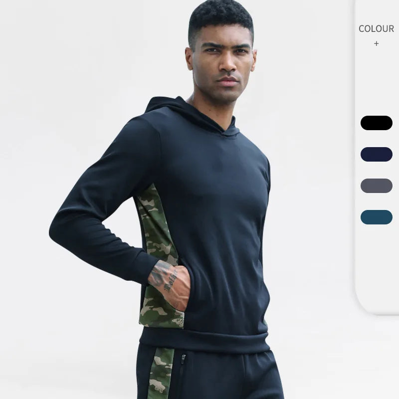 Camouflage Long Sleeve Breathable Athletic Coat Tops Quickly Dry Coat Gym Training Men's Hoodies