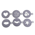 6pcs Printing Mold Stainless Steel Foam Latte Art Stencil Coffee Stencil for Decorating