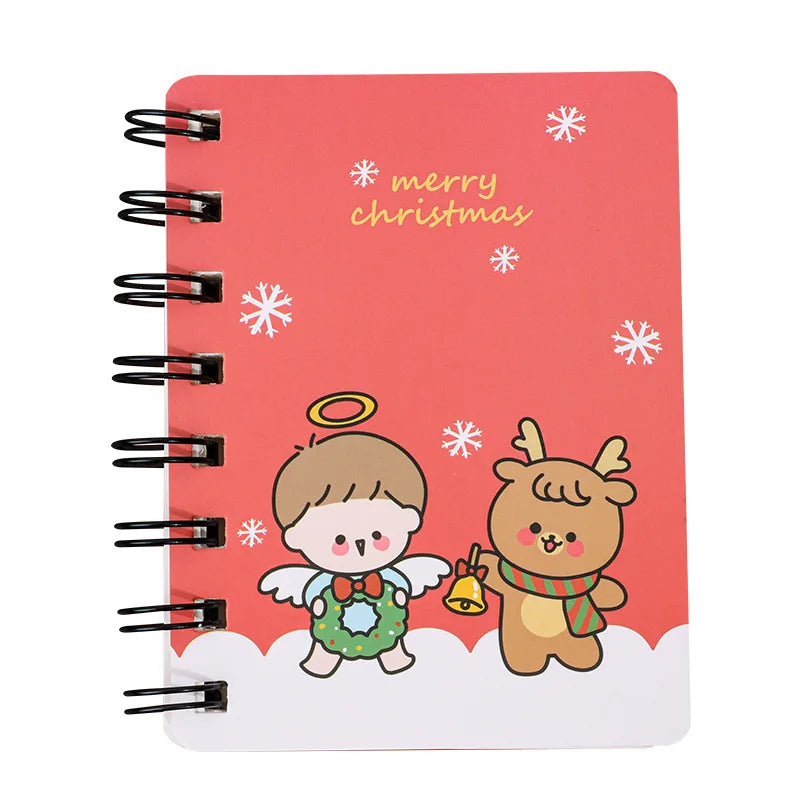 Cute Merry Christmas Small Spiral A7 Notebook Daily Weekly Planner Blank Paper Santa Claus Note Book Time Organizer School Gift