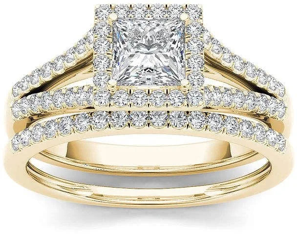 Alloy Zircon Couple Ring Gold Silver Plated Anniversary Valentines Gift Engagement Wedding Party Ring Jewelry for Couple