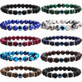 Luxury 6mm Tiger Eye Crystal Lava Beaded Bracelet Healing Natural Stone Christian Religious for Men and Women
