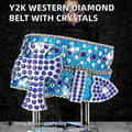 Trendy New Style Y2K Western Diamond BB Belt 3.8cm Width Casual Daily Use Plate Buckle Crystal PU Leather Rhinestone Alloy 120cm