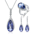 A2957 Abiding Fine Jewelry Wholesale Iolite Blue Mystic Quartz Gemstone Women Ring Earring Necklace Wedding Bridal Jewelry Sets