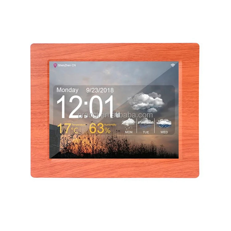 Wood Printing Digital Led Calendar Clock 8" Large Display Dementia Clock for Elderly People