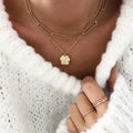 Simple Bold Long Rectangle Chain Necklace Oval Elongated Link Flat Cable Chain Paper Clip Chain Necklace Paperclip Necklace