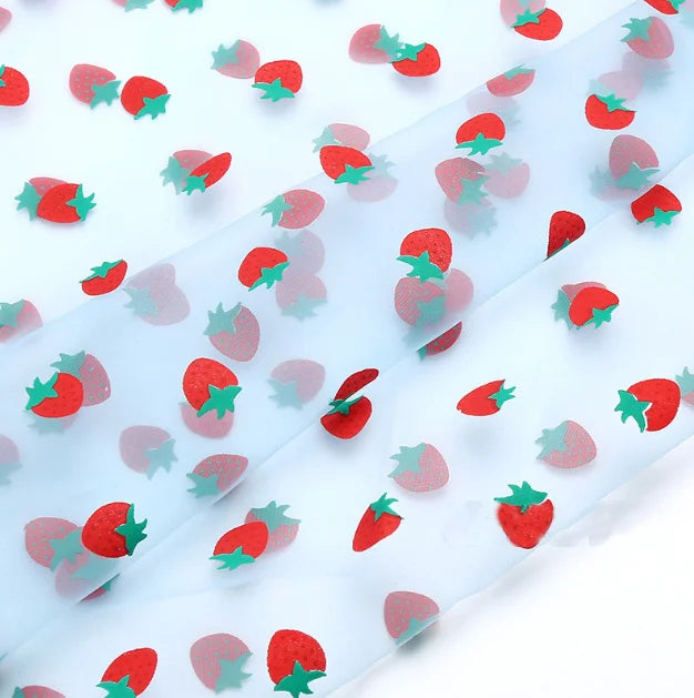 Strawberry Yarn Fabric Strawberry Organza Stage Performance Clothing Headdress Hair Decoration Background Decoration Manual