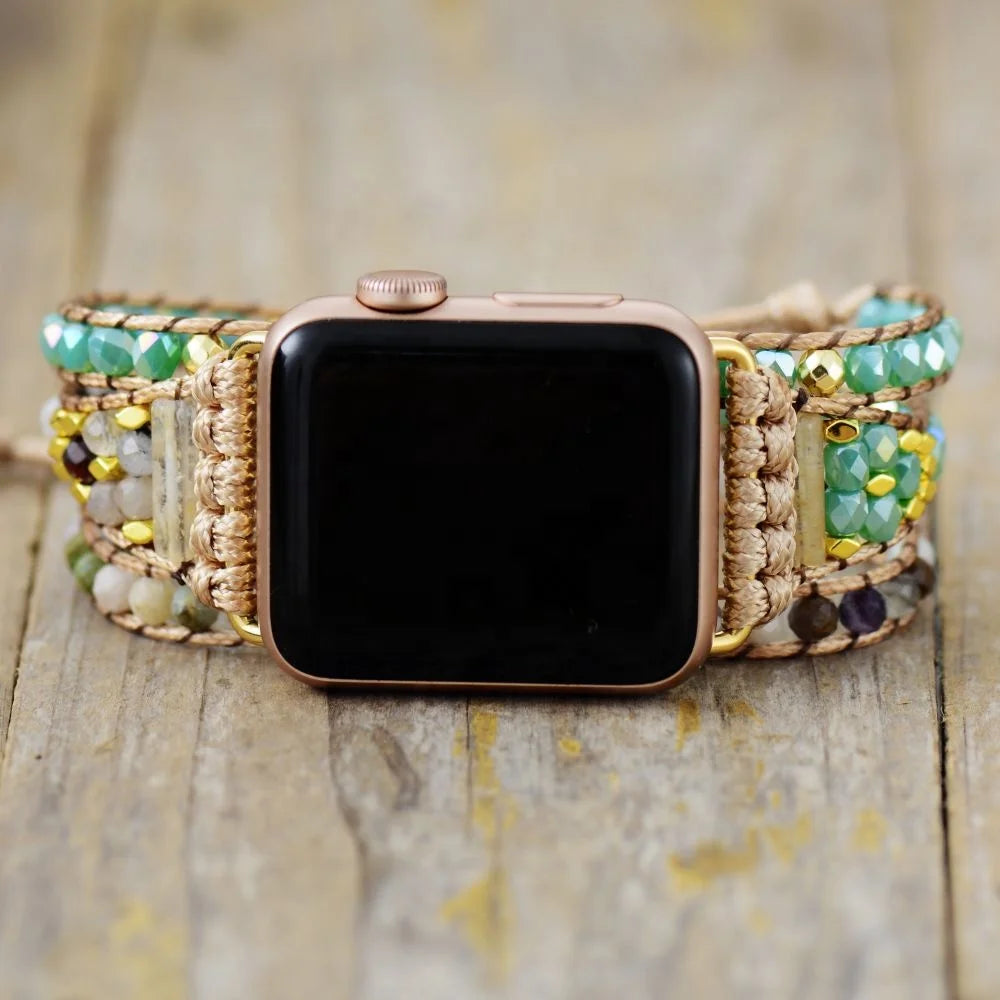 Fashionable 38-49mm Quartz Beads Bracelets Watch Strap for Women Luxury Bohemia for IWatch Series 7 6 Wedding Gifts